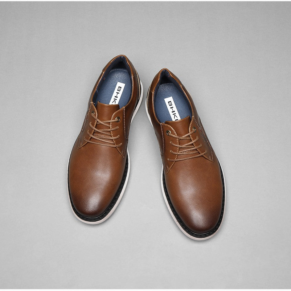 BHKH 2025 Genuine Leather Dress Shoes Comfy Men Casual Shoes Smart Business Work Office Lace-up Men Shoes