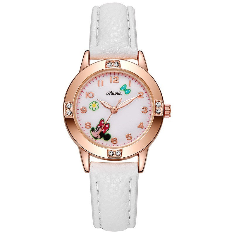 Relógios de Quartzo Infantis Disney Mickey Minnie Desenho Animado Fofo para Meninas, Relógio Infantil Adorável, Relógios de Pulso Femininos Modernos, Presentes de Brinquedo