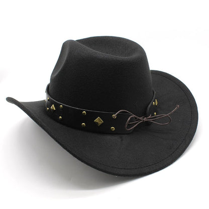 New Women's Men's Wool Western Cowboy Hat For Gentleman Lady Winter Autumn Jazz Cowgirl Cloche Sombrero Caps 2 Big Size