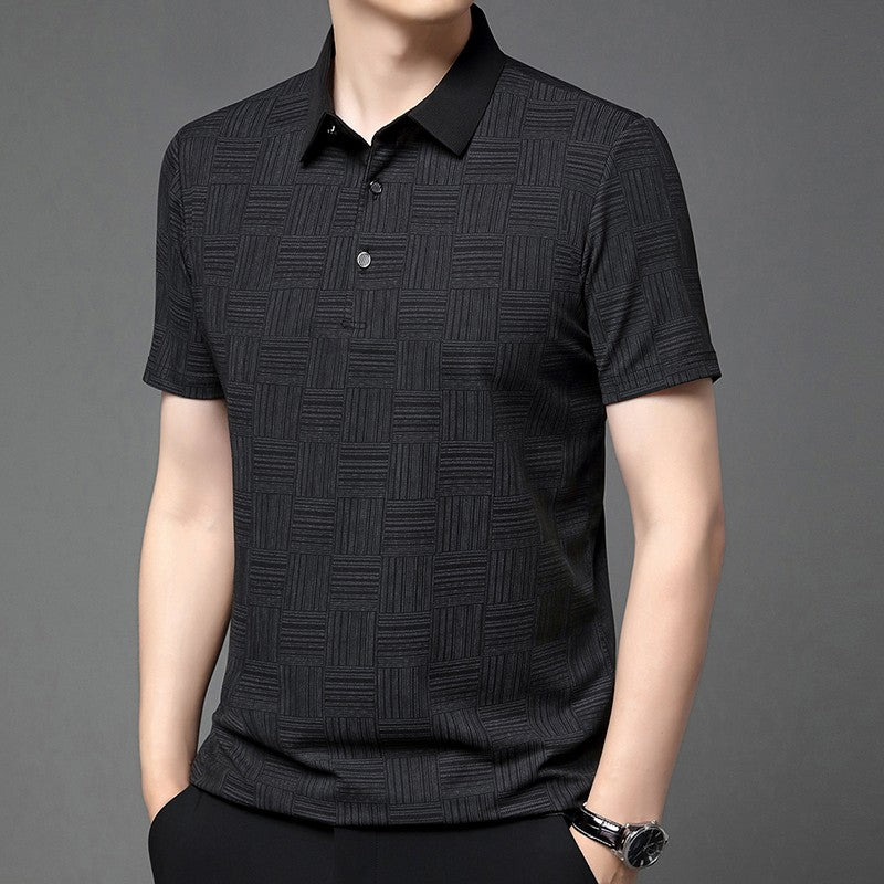 2024 Men's New Printed Business Casual Short sleeved POLO Shirt Fashion Short sleeved Comfortable and Breathable Top