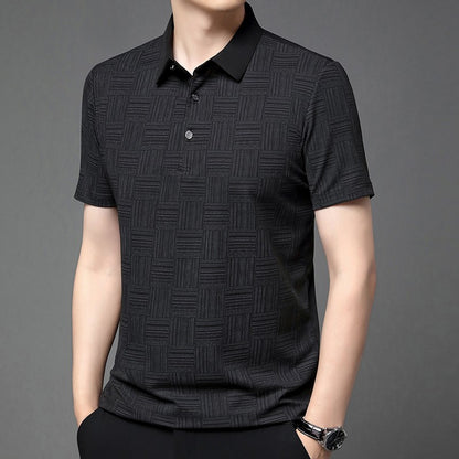 2024 Men's New Printed Business Casual Short sleeved POLO Shirt Fashion Short sleeved Comfortable and Breathable Top