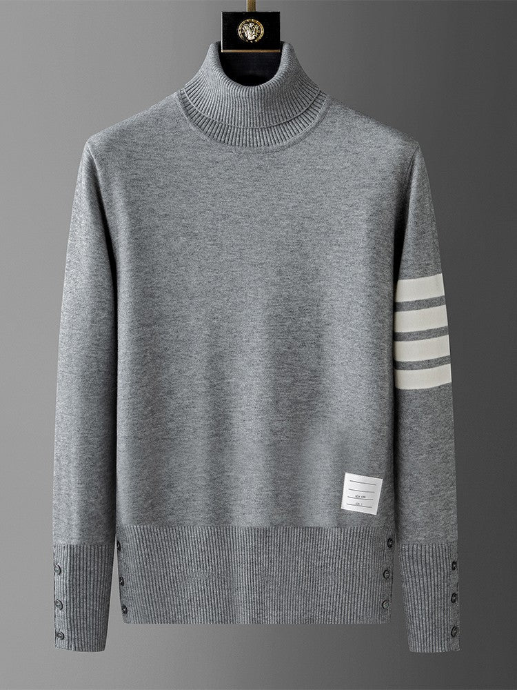 Luxury brand men's knitted sweater for autumn and winter high-end striped design Korean version boutique cardigan casual jacket