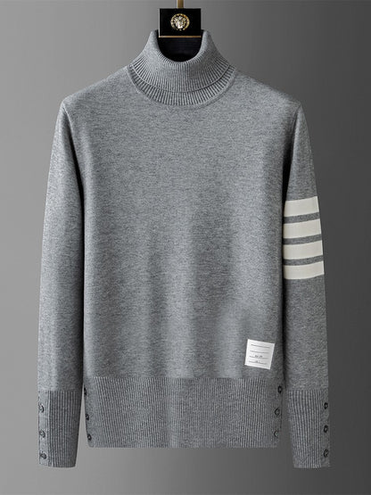 Luxury brand men's knitted sweater for autumn and winter high-end striped design Korean version boutique cardigan casual jacket