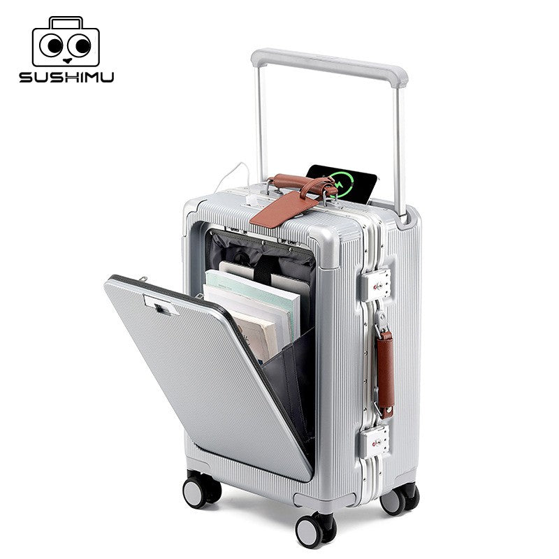 SUSHIMU Mala de Viagem Grande com Abertura Frontal Multifuncional Feminina 20 Polegadas Pequena Leve Mala de Bordo 24 Polegadas Masculina