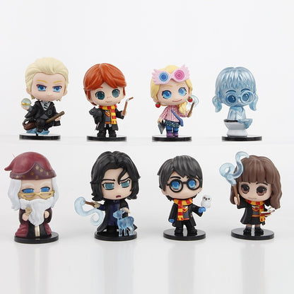 8 pçs/conjunto Mágica de Hogwarts Luna, Murta Que Geme, Dumbledore, Hermione, Rony, Snape Bonecos Colecionáveis
