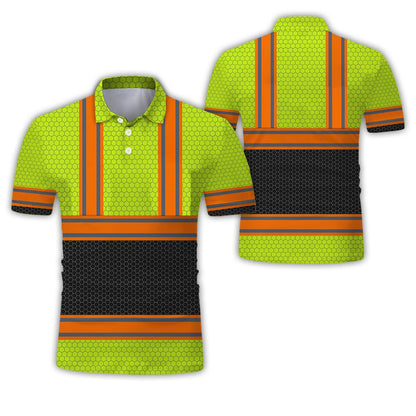 Construction Site Project Quick Dry Men's Polo Shirt Stripe 3D Printing Short Sleeve  Breathable Loose Work Clothes Wholesale