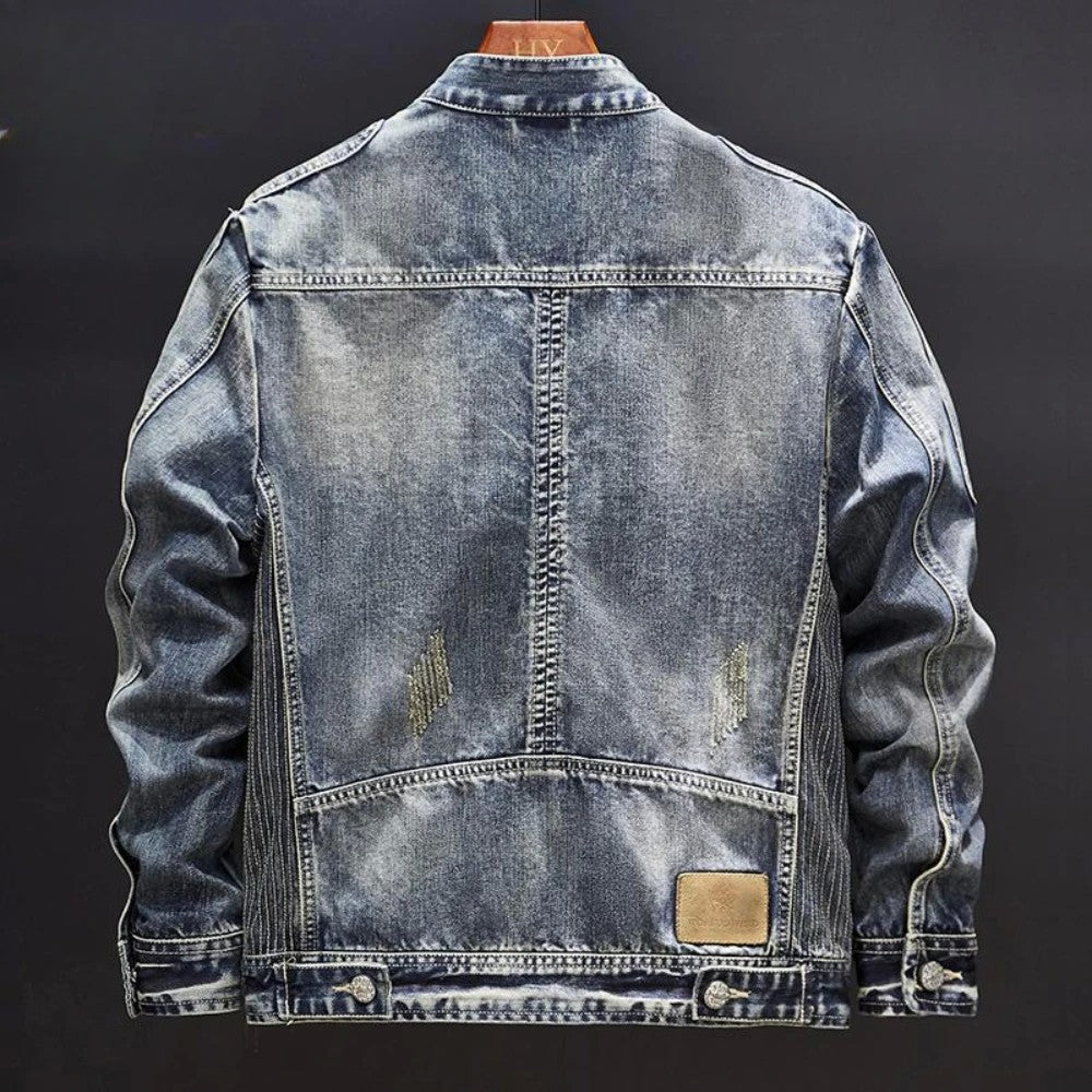 Zip V Denim Jackets Man Trendy Cowboy Coat for Men Loose Y2k Outwear In Lowest Price Korean Popular Clothes Lxury Fashion New