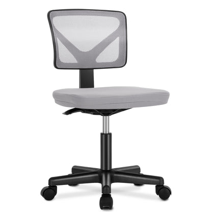 Cadeira de Escritório JHK Mesh com Suporte Lombar, Sem Braços, Encosto Baixo com Rodas, Altura Ajustável, Rotação Giratória 360°, Cadeira de Computador