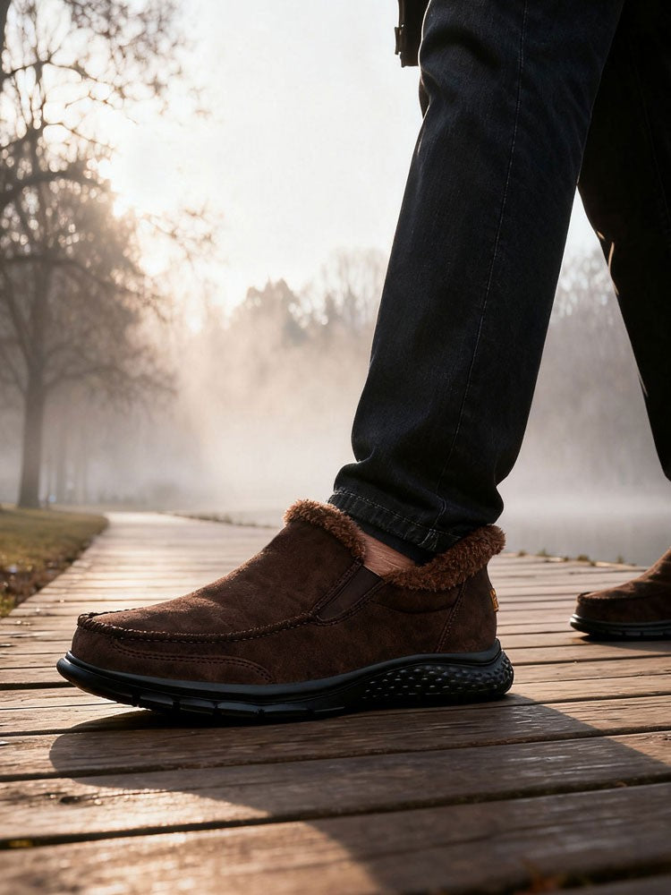 Fashionable Warm Winter Loafers Comfortable Walking Shoes Soft Lightweight Gift for Dad Suitable for Middle-Aged And Elderly Men