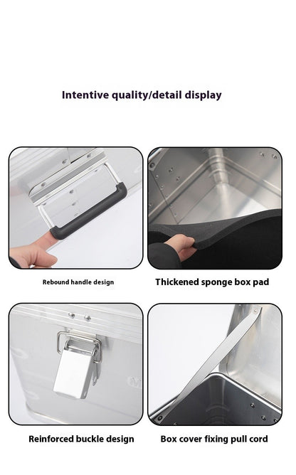 MOUNTAINHIKER Outdoor Storage Box Camping Picnic Travel Aluminum Alloy Large Capacity Box Silver Storage Bag 30-80L