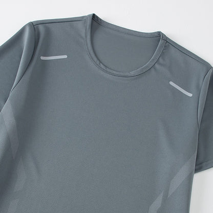 2-Piece Men's Summer Quick drying Sports Suit Loose And Breathable Short Sleeved T-shirt Running And Fitness Black Pocket Shorts