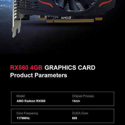 896 Stream Cores, 14nm FinFET Technology SEJISHI AMD RX560 4GB GDDR5 Graphics Card