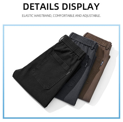 Mens Lyocell Straight Loose Elastic Waist Jeans 2025 Autumn Winter Fashion Brand Comfortable Versatile Pants Plus Size 5XL