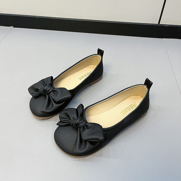 New Luxury Designer Shoes for Women Fashion Butterfly-knot Square Toe Party Leather Ballet Flats Ladies Flat Shoes Loafers Women