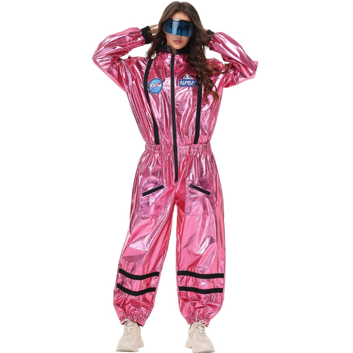 Adult Silver Astronaut Costume Men Women Spaceman Suit Space Jumpsuit Halloween Cosplay Party Dress Up