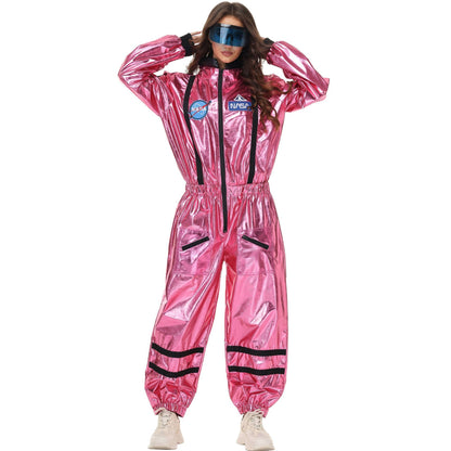 Adult Silver Astronaut Costume Men Women Spaceman Suit Space Jumpsuit Halloween Cosplay Party Dress Up