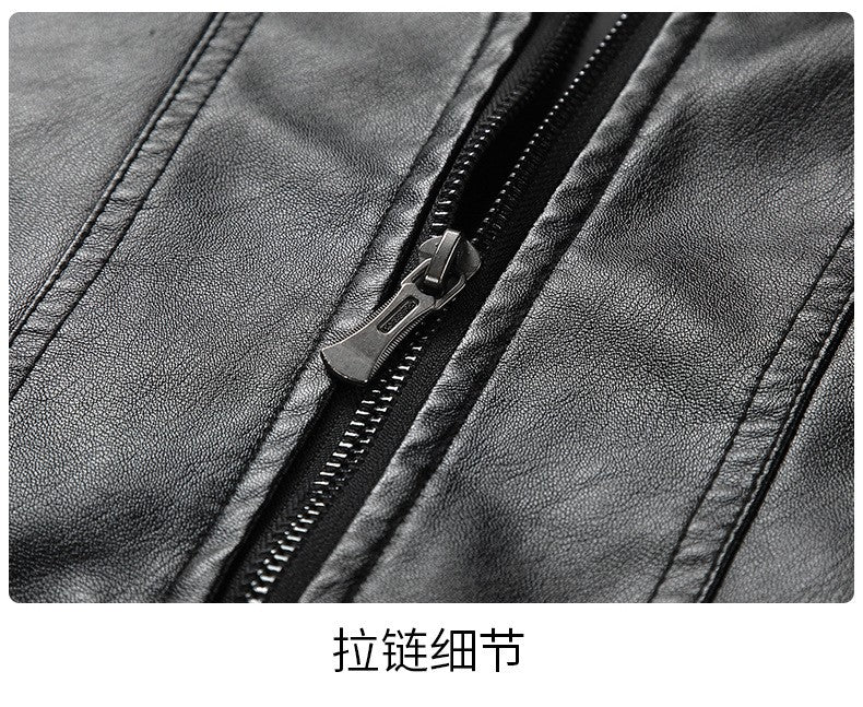 Men Coat Zipper Solid Jackets Long Sleeve Cardigan Leather Outerwear Loose Pockets High Street 2025 Spliced Faux Leather