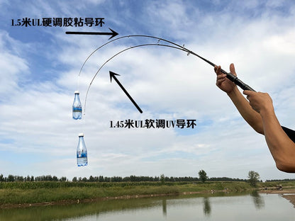 Vara de pesca curta portátil de micro haste de 28 cm, haste branca, com carretel de pesca telescópico ejetor, material de pesca