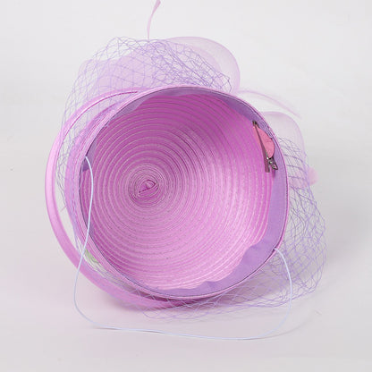 FS Casamento Igreja Chapéus Vermelhos Fascinadores Para Mulheres Com Véu de Pena Festa Coquetel Adorno de Cabeça 2025 Senhora Elegante Chapéu Kentucky Derby