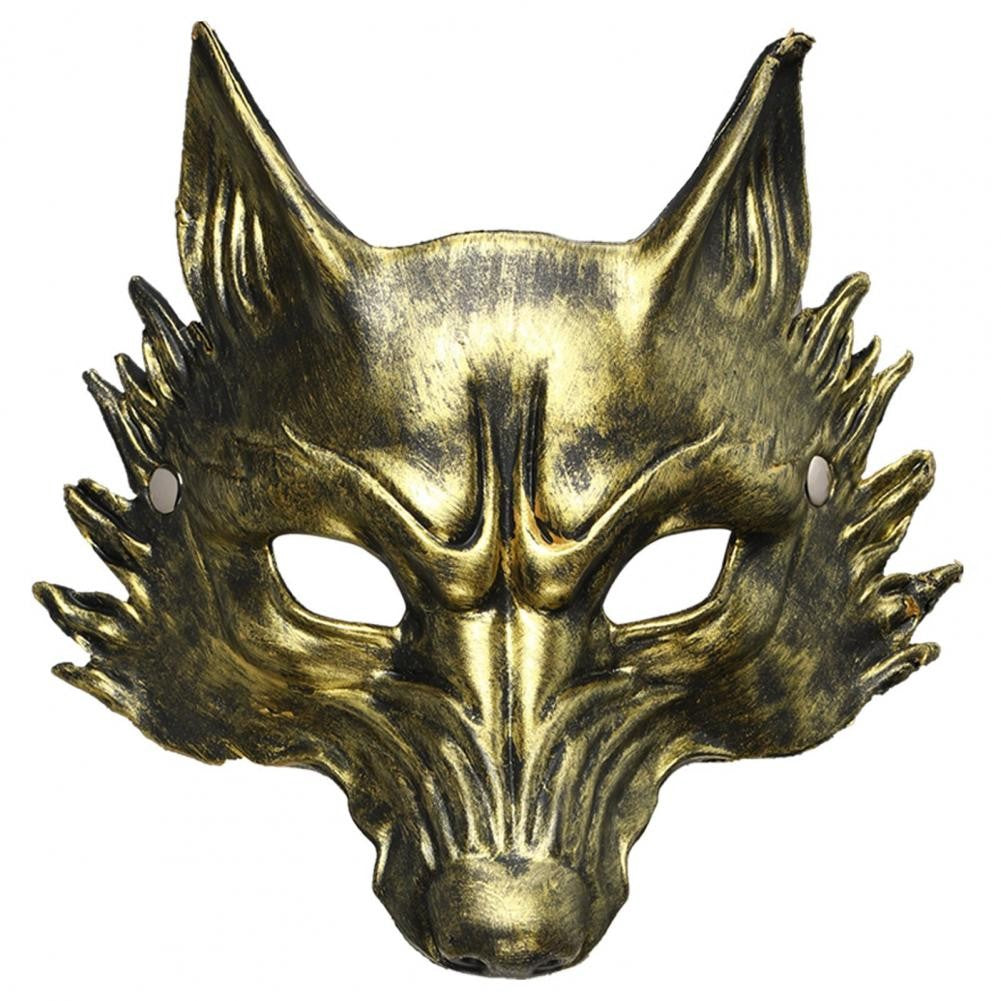 Breathable Foam Masks for Parties Wolf Mask for Halloween Black Gold Wolf Halloween Mask 3d Pu Foam Cosplay Headpiece