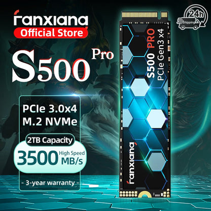 Fanxiang S500 Pro M.2 SSD Disco Rígido 1TB 2TB 3500MB/s NVMe M2 SSD 512GB PCIe 3.0 Unidade de Estado Sólido Interna Para Notebook PC de Mesa