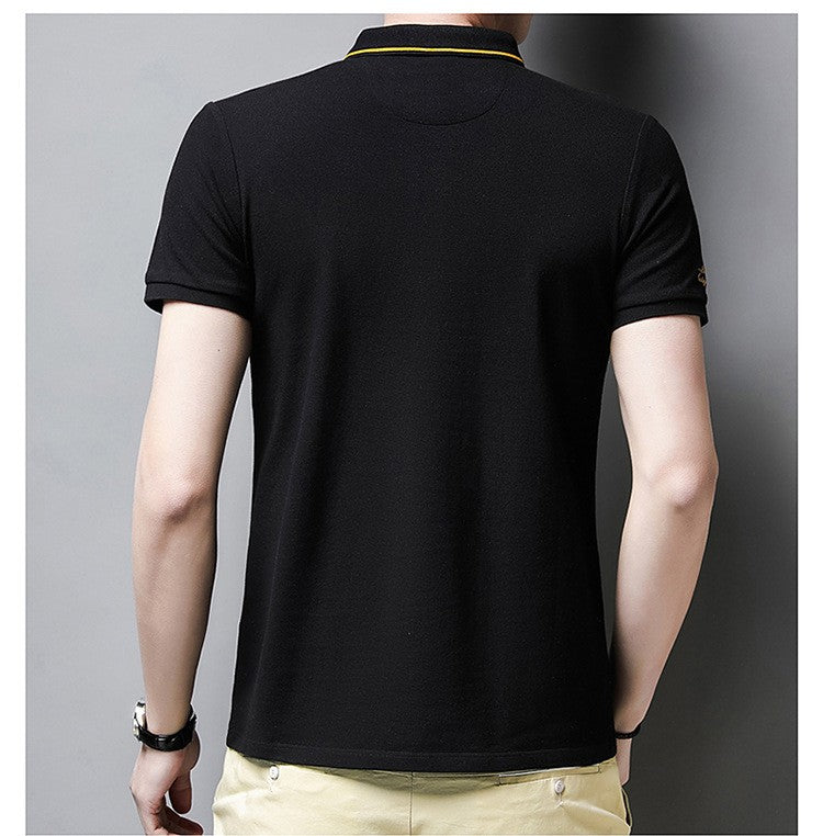 New Summer Embroidered Pure Cotton Men's Luxury Polo Shirt Top Casual Short Sleeved Fashionable Wrinkle Resistant Men's T-shirt