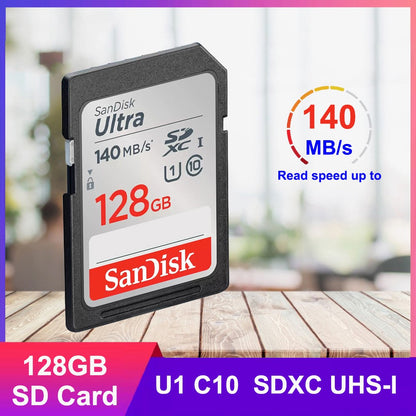 Cartão SD SanDisk 32 GB SDHC 64 GB 128 GB 256 GB Cartão SDXC Cartões de memória C10 Velocidade de leitura de até 200 MB/s U3 V30 Cartões Flash 4K UHD para Câmera