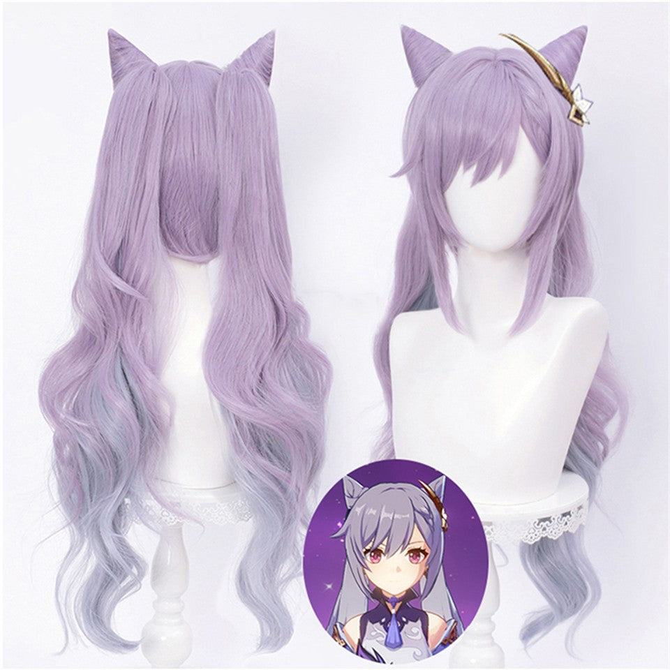 STOCK Keqing Wig Game Genshin Impact Cosplay Gradient Cosplay Wig DokiDoki Genshin Impact Keqing Cosplay Dyeing Hair