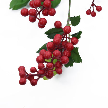70CM Artificial Red Berries Branch Christmas Tree Ornaments Fake Holly Flowers Bouquet Foam Fruit Plant For Household DIY Decor