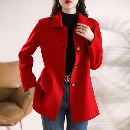 New High Quality Single-breasted Fashion Woolen Coat Women Autumn Winter Slim Elegant Wool Overcoat Windbreaker Outerwear Female