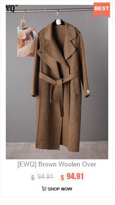 [EWQ] Wool Fox Fur Sleeve Women Coat Elegant Clothing Autumn 2025 Winter Double-sided Jacket Big Size Wine Red Overcoats 16O2751