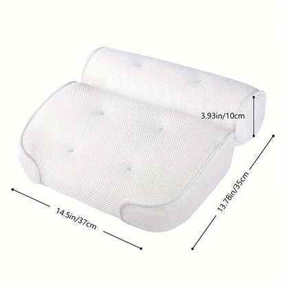 1 spa bathtub pillow with anti slip suction cups for neck and back support, bathtub/bathroom accessory