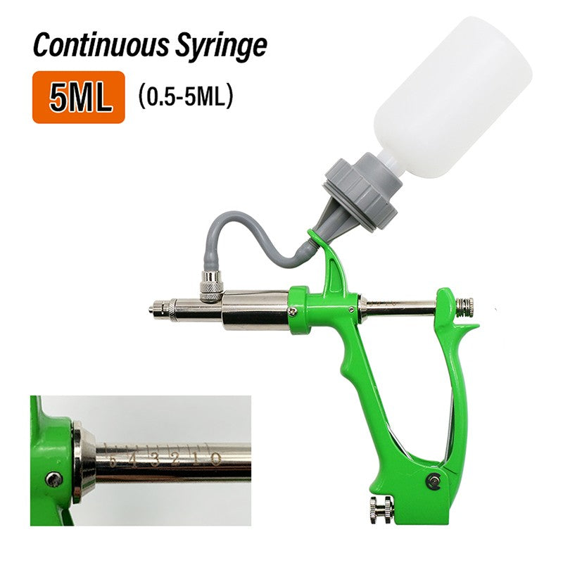 1 Unidade Seringa Automática de 2/5ml para Frango Porco Boi Ovelha com 2 Frascos de Vacina Injeção Contínua Ajustável para Aves