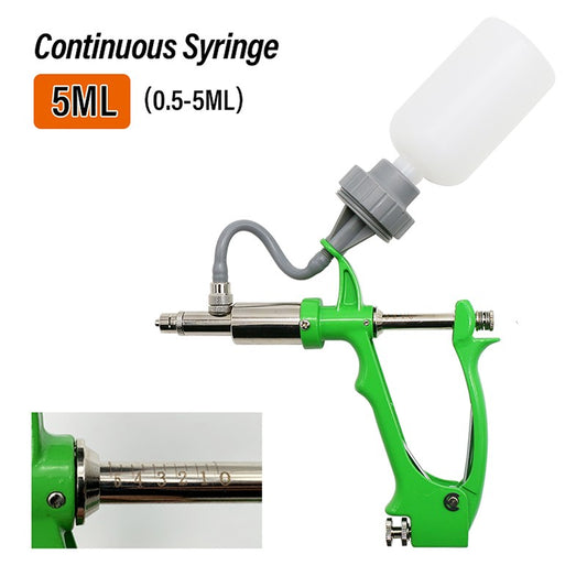 1 Unidade Seringa Automática de 2/5ml para Frango Porco Boi Ovelha com 2 Frascos de Vacina Injeção Contínua Ajustável para Aves