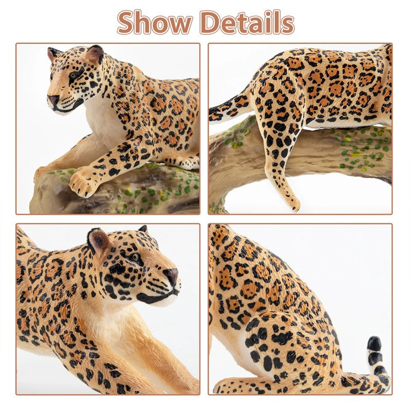 7Pcs Simulation Cheetah Family Wildlife Animal Model Toy Mini Jaguars Figures Dolls Action Figurines Toys for Children Set Gift