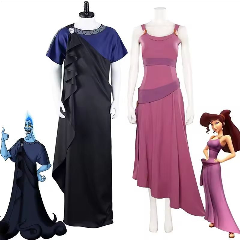 Hercules Megara Hades Cosplay Costume Cartoon Movie Outfits Men Women Dress Robe Halloween Carnival Party Role Play Suits