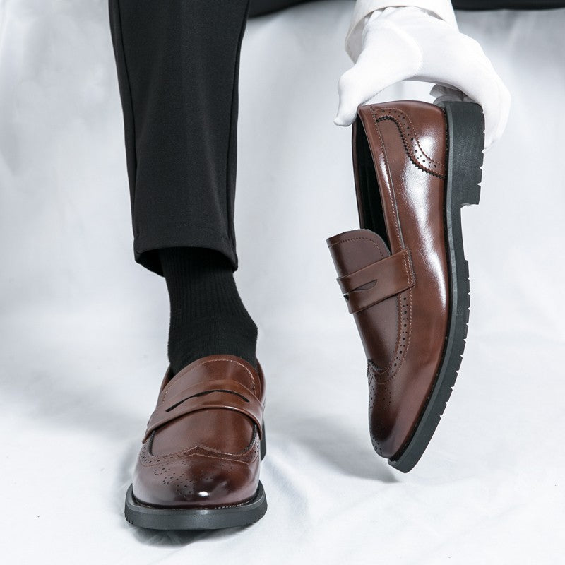 Men's Autumn Casual Leather Shoes Business Lazy Wedding Work Formal Comfortable Breathable Leather Footwear for Men