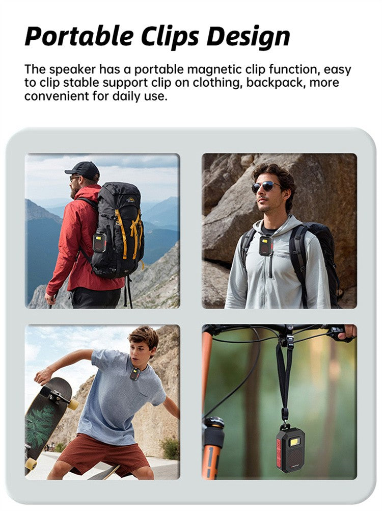 Monster X901 TWS Stereo Bluetooth Speaker Wearable Magnetic Clip-on Portable Bluetooth Sound Box IPX67 Waterproof Subwoofer