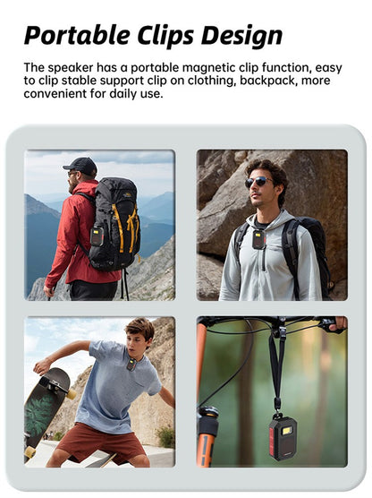 Monster X901 TWS Stereo Bluetooth Speaker Wearable Magnetic Clip-on Portable Bluetooth Sound Box IPX67 Waterproof Subwoofer