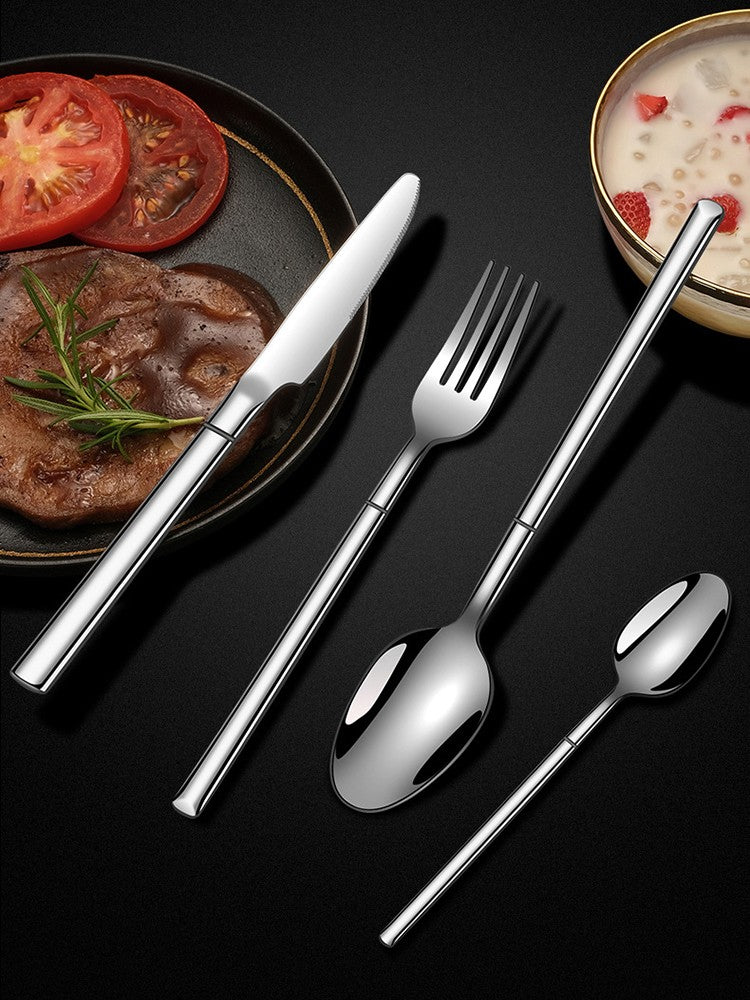 Cutlery set Thickening and widening high-grade 304 stainless steel tableware Knight knife fork spoon tableware set dinnerware