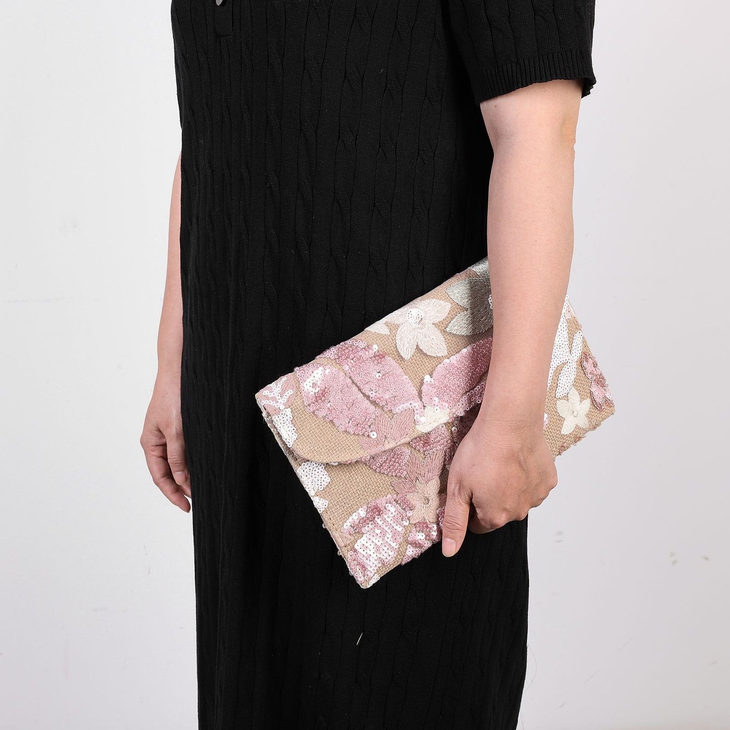 Straw Bag Evening Clutch Sequin Envelope Package Embroidered Handbag for Wedding Vacation Travel