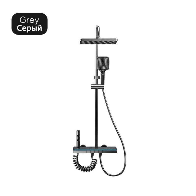 Luxury Bathroom Shower Faucet Set Smart Temperature Display Rainfall Shower System Rain Waterfall LED Bathtub Mixer Tap Showers