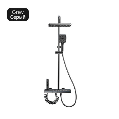 Luxury Bathroom Shower Faucet Set Smart Temperature Display Rainfall Shower System Rain Waterfall LED Bathtub Mixer Tap Showers