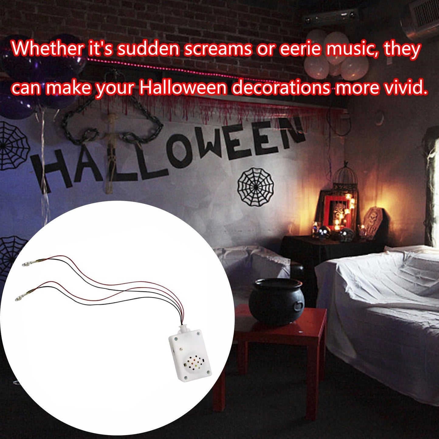 Sound Sensor Halloween Scream Speaker Horror Screaming Tricky Voice-activated Props Scary Sound Sensor For Party Decoration