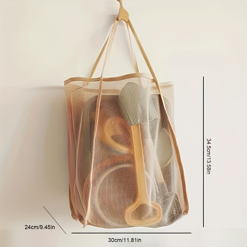 Extra Large Foldable Mesh Tote with Sturdy Handles, Durable Polyester Storage Bag for Beach Toys, Shells, Clothes & Towels