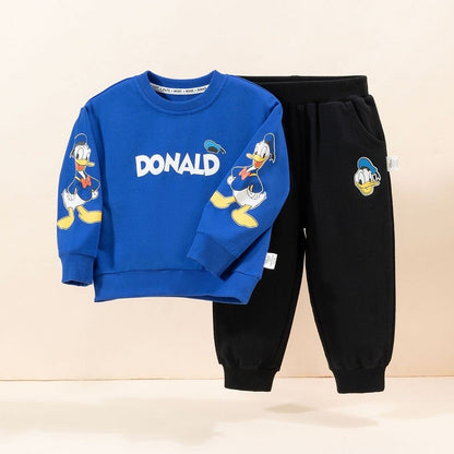 Autumn Baby Girl Boy Clothes Set Children Disney Donald Duck Printing Sweatshirt Top and Pants Bottom 2Pcs Suit Cotton Tracksuit