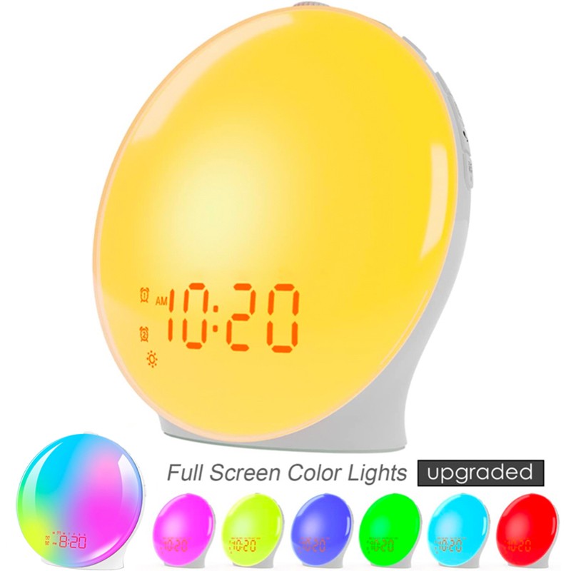 Wake Up Light Alarm Clock Sunrise/Sunset Simulation Digital Clock with Night Light FM Radio Desk Clocks Niditon