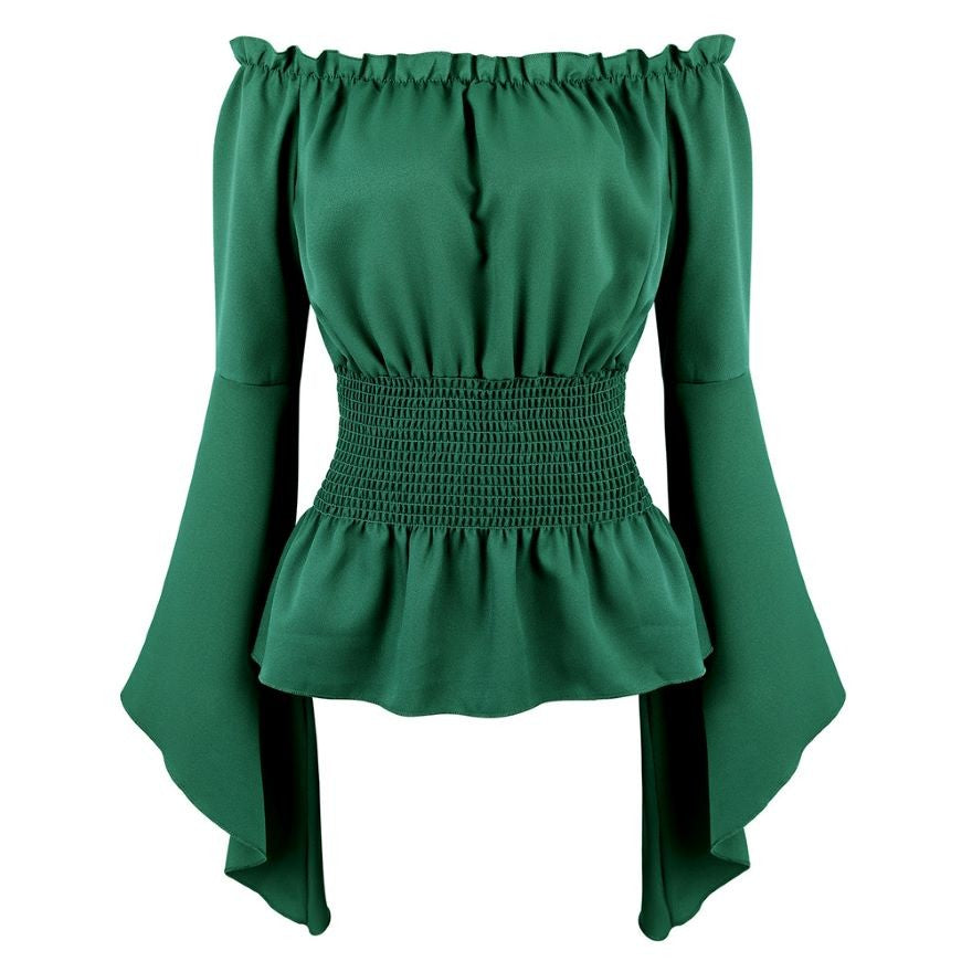 Renaissance Off Shoulder Long Sleeves Corset Blouse Women Medieval Victorian Costume Gothic Pirate Shirt Plus Size Boho Top