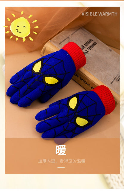 Luvas Quentes Infantis de Inverno Homem-Aranha Marvel Luvas de Malha Desenho Animado Anime Marvel Decoração Fofa Presentes de Natal para Crianças Em Estoque