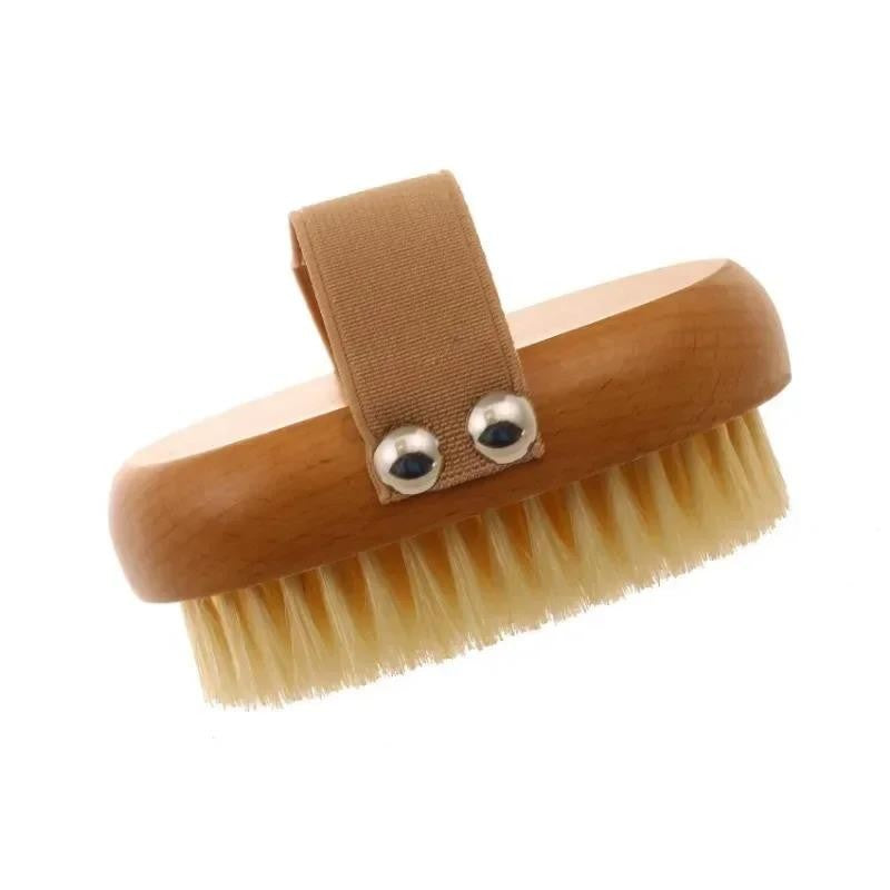 Natural Bristle Brush Soft Wet Dry Skin Body SPA Bath Massager Home